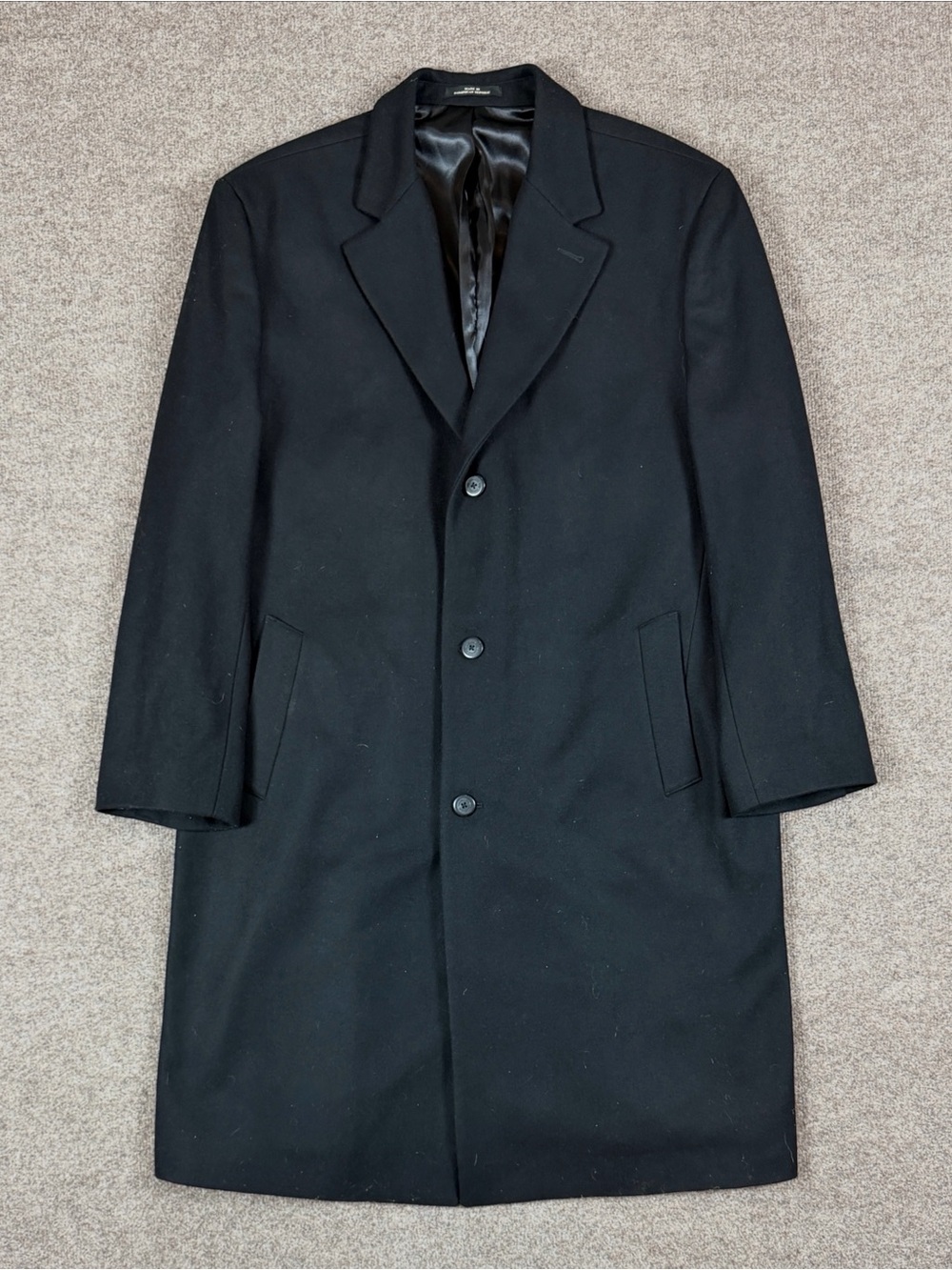 London Fog Black Single Breasted Long Wool Overcoat Men’s 48 XXL Winter Coat